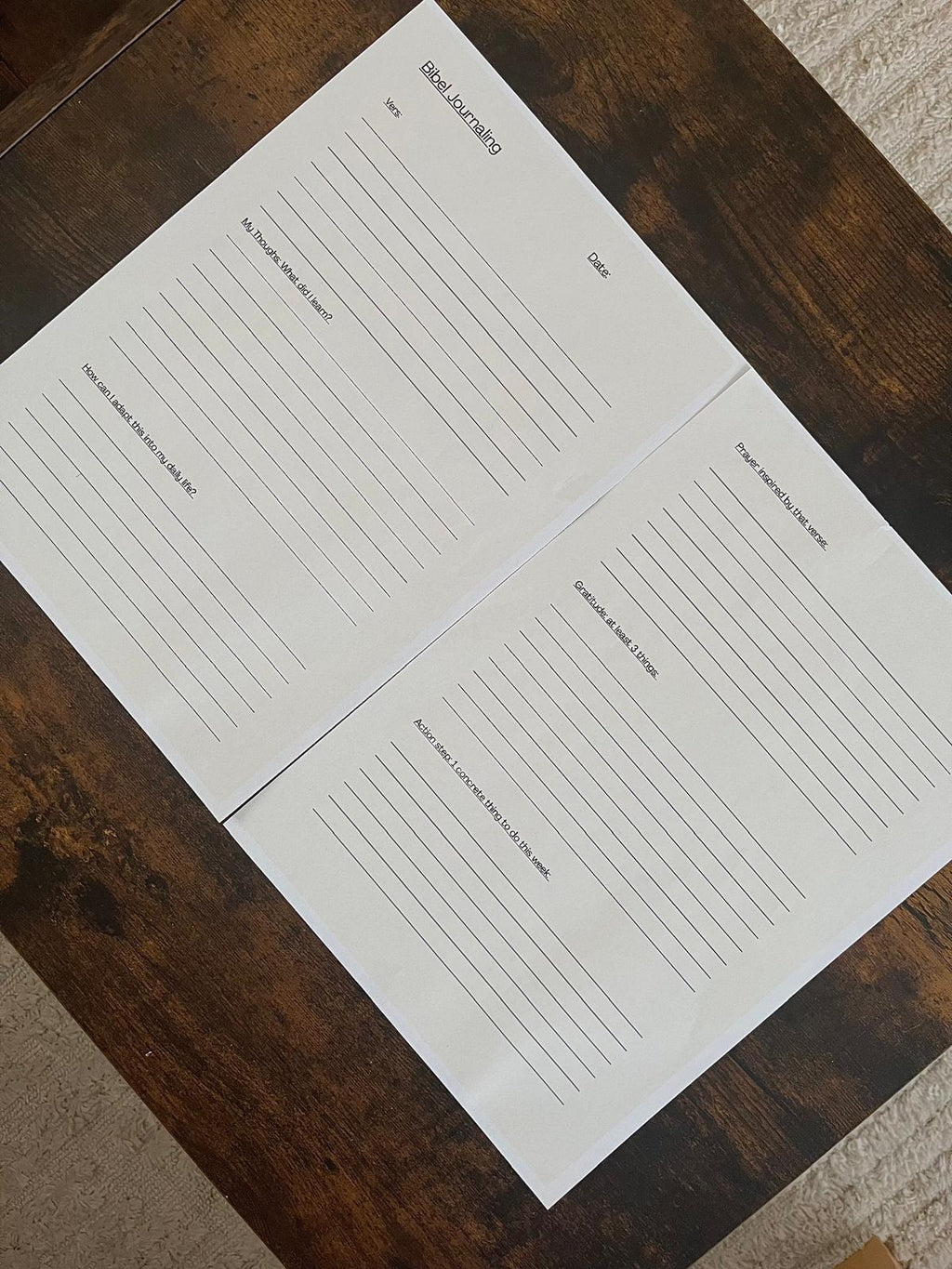 Bible Journaling PDF (2 Pages) – Printable Template for Reflection & Prayer