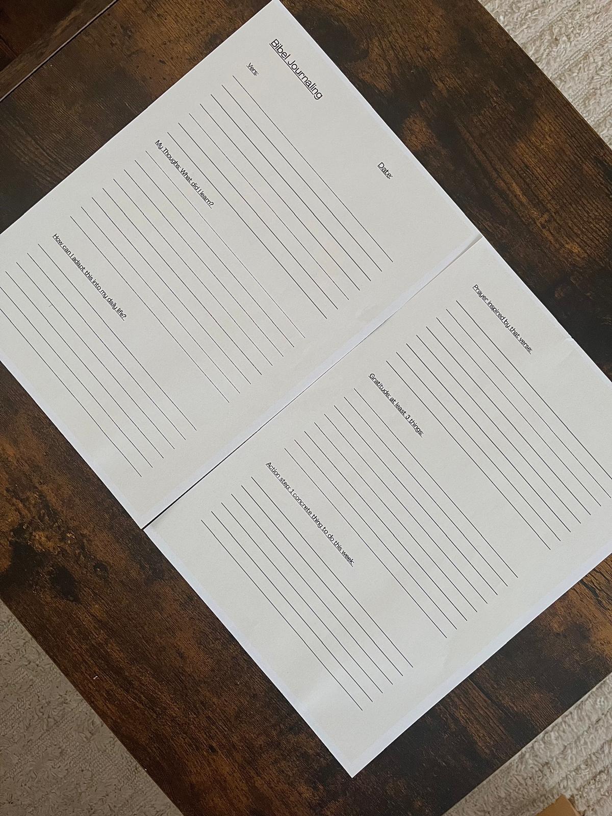 Bible Journaling PDF (2 Pages) – Printable Template for Reflection & Prayer